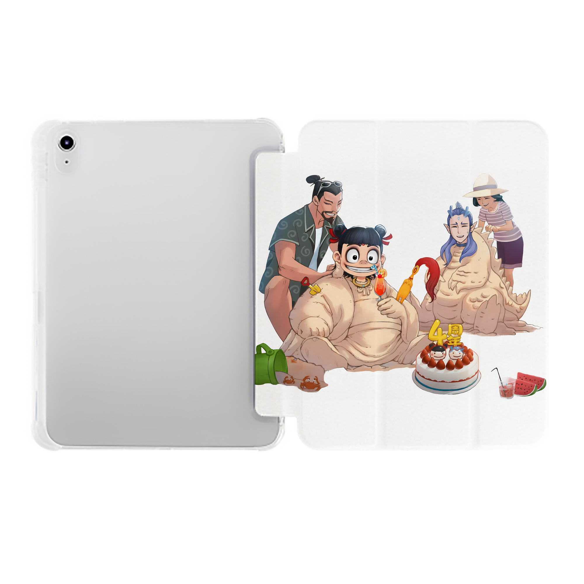 （画像用） Ne Zha 2 ナタ 魔童の大暴れ IPad ケース ペン収納付き 三つ折りスタンド PUレザー×シリコン 対応機種9.5/10.5/10.9インチ